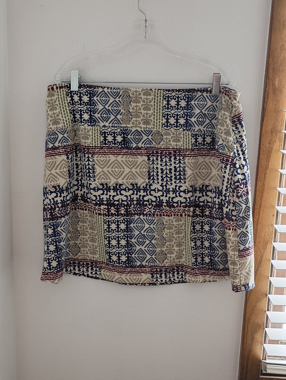 sahalie Printed Patchwork  Skirt - Cream, Navy & Tan